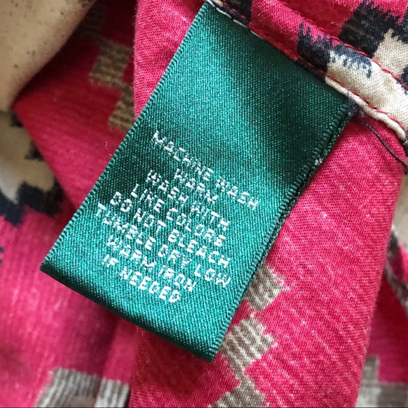 LAUREN Ralph Lauren Petite Vintage Women’s Blouse Southwestern Red Pattern - Picture 6 of 6